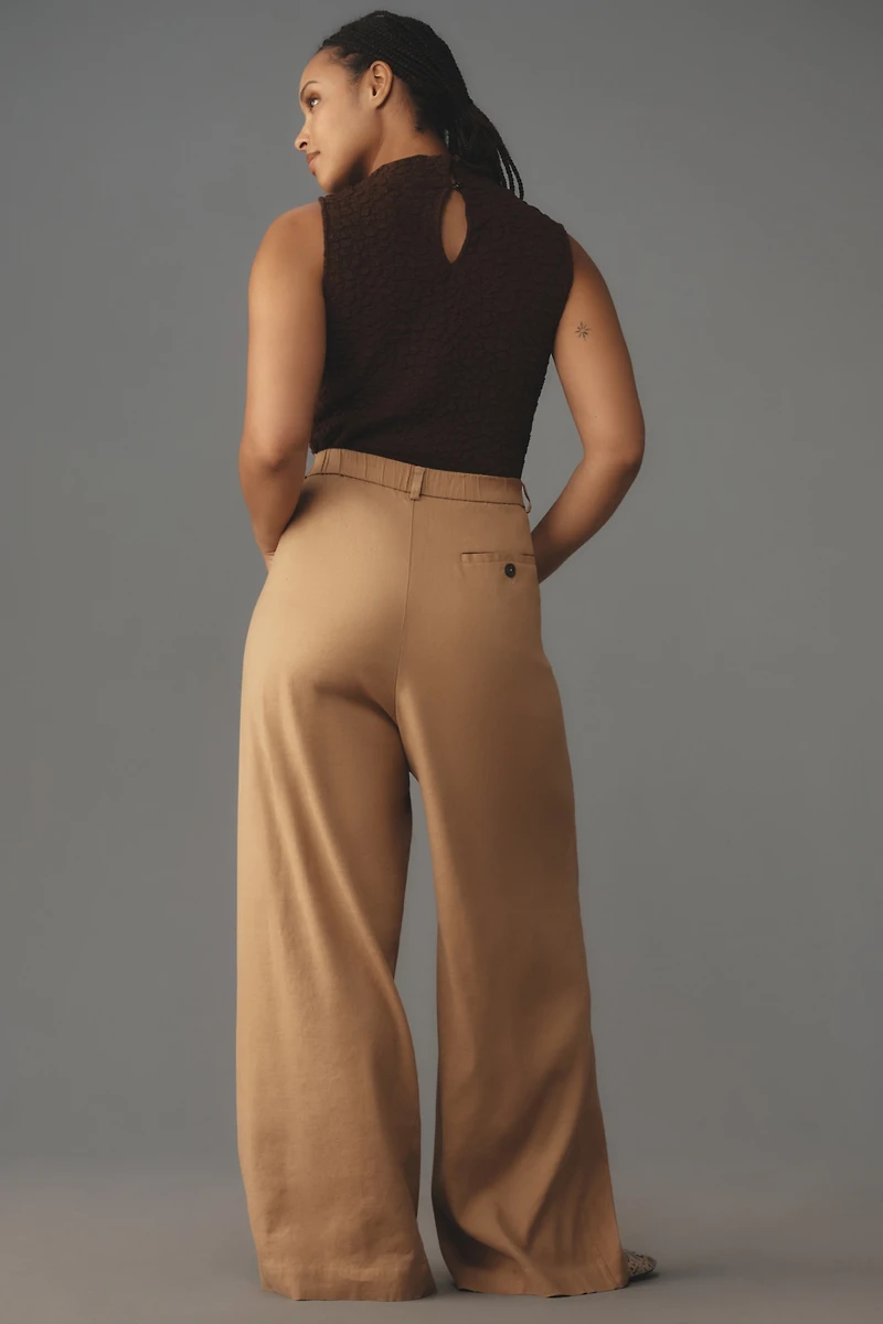 The Avery Linen Pleated Wide-Leg Trousers by Maeve