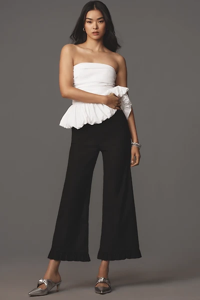 The Colette Magic Fabric Ruffle-Hem Crop Wide-Leg Pants by Maeve