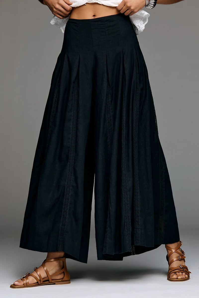 By Anthropologie Linen Blend Pleated Wide-Leg Pants