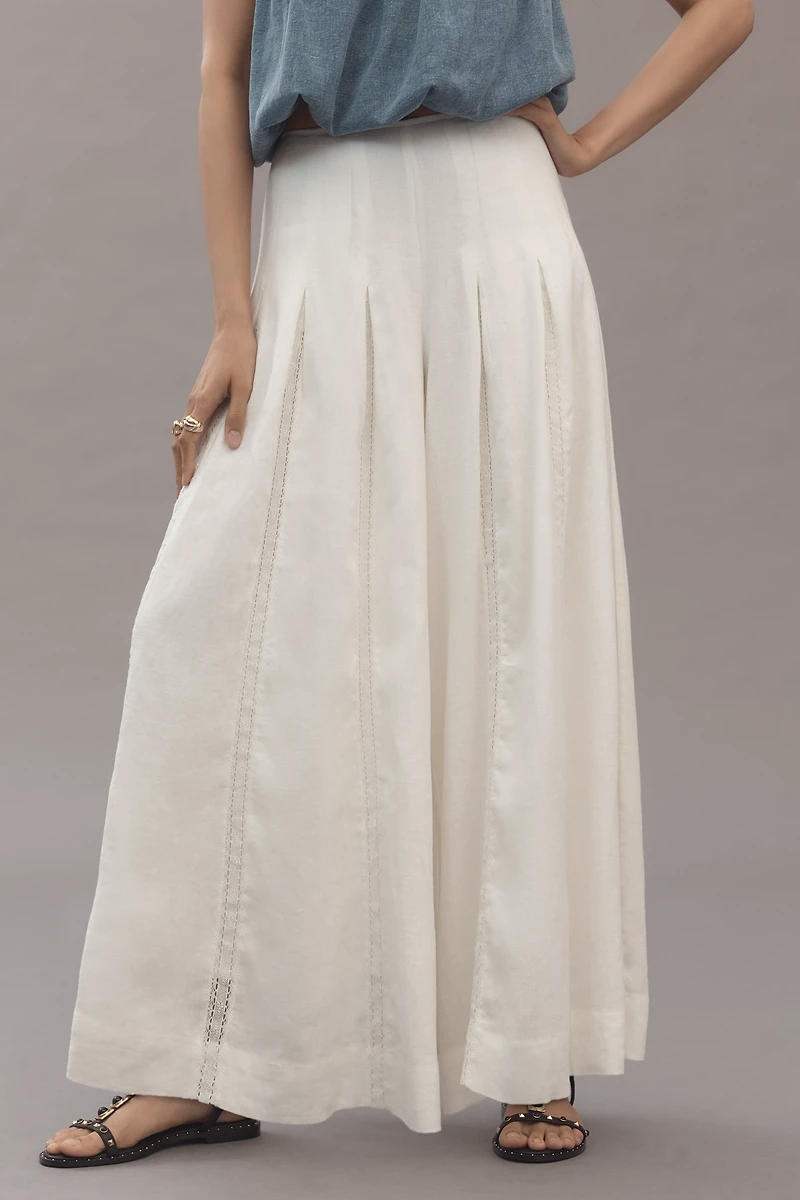 By Anthropologie Linen Blend Pleated Wide-Leg Pants