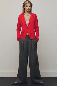 The Avery Houndstooth Pleated Wide-Leg Trousers by Maeve