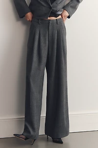 The Avery Houndstooth Pleated Wide-Leg Trousers by Maeve