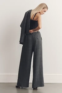 The Avery Houndstooth Pleated Wide-Leg Trousers by Maeve