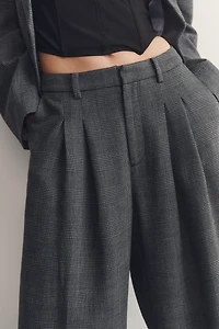 The Avery Houndstooth Pleated Wide-Leg Trousers by Maeve