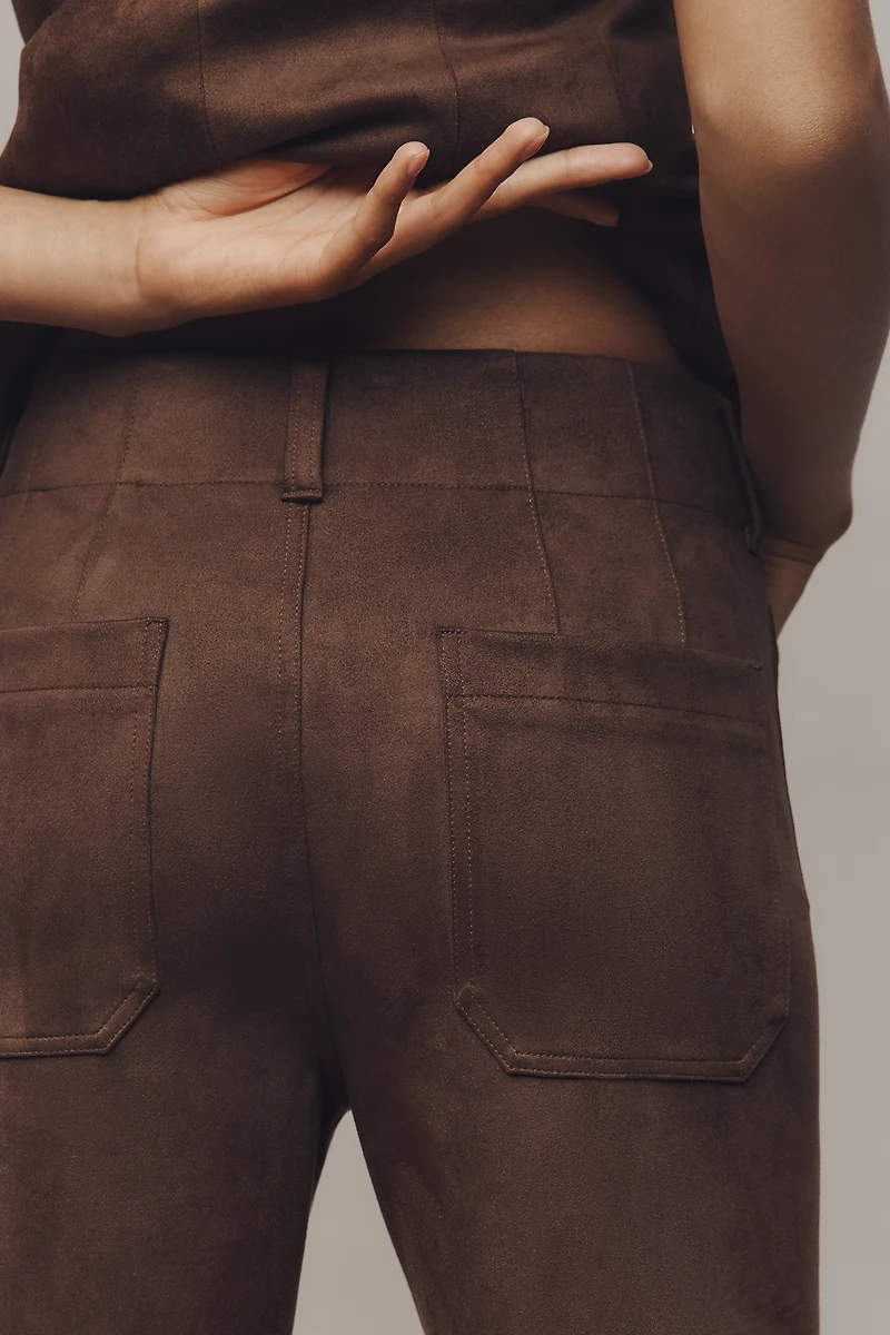 The Colette Crop Suede High-Rise Wide-Leg Pants by Maeve