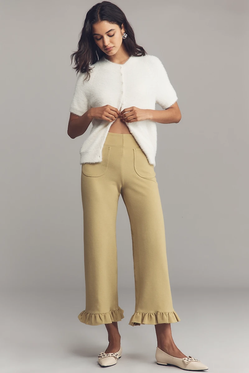 The Colette Ruffle-Hem Wide-Leg Pants by Maeve