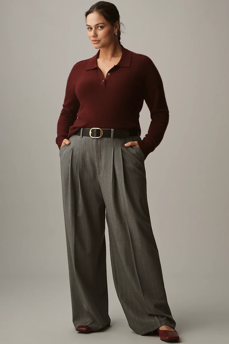 The Avery Striped Pleated Trousers by Maeve
