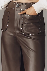 The @merricksart Colette Full-Length Faux-Leather Studded Pants by Maeve