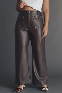 The @merricksart Colette Full-Length Faux-Leather Studded Pants by Maeve