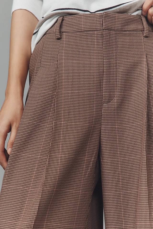 Wool Trousers Pleated Trousers High Waisted Plaid Dress Pants