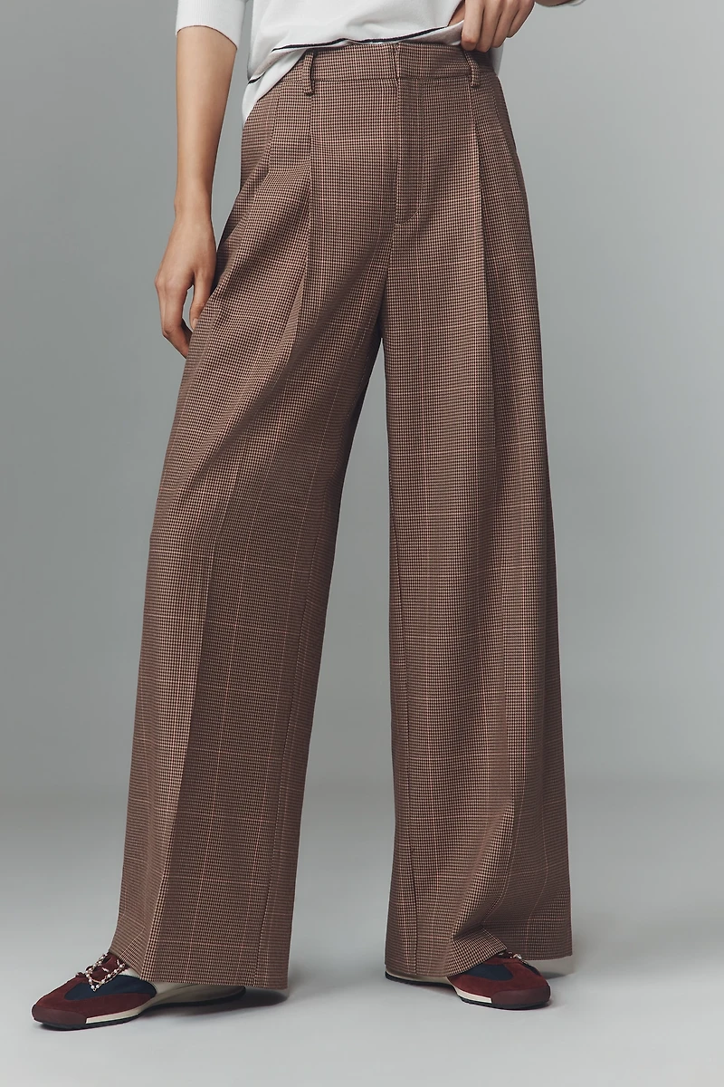 The Avery Plaid Wide-Leg Trousers by Maeve