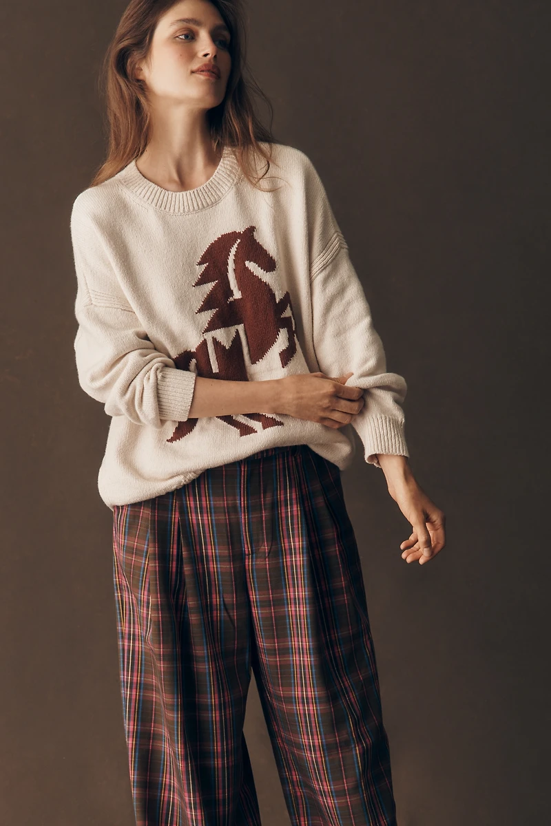 Avery Plaid Wide-Leg Trousers by Maeve