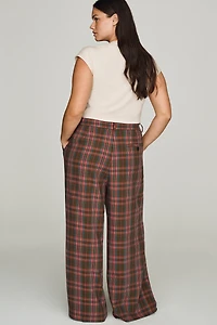 Avery Plaid Wide-Leg Trousers by Maeve
