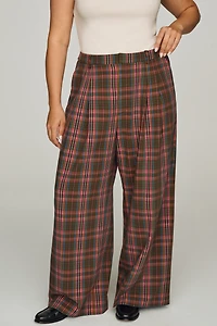 Avery Plaid Wide-Leg Trousers by Maeve