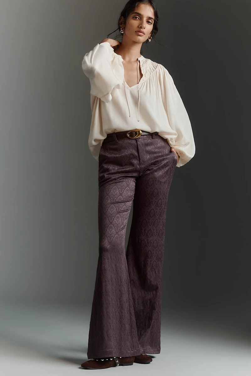 By Anthropologie Whimsical Brocade Flare Pants