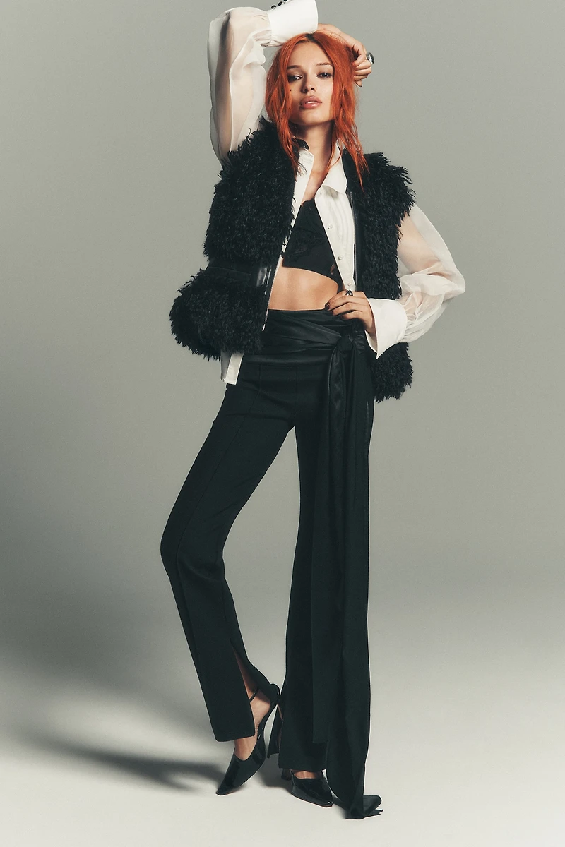 By Anthropologie Tuxe Belted Bow Slim Pants