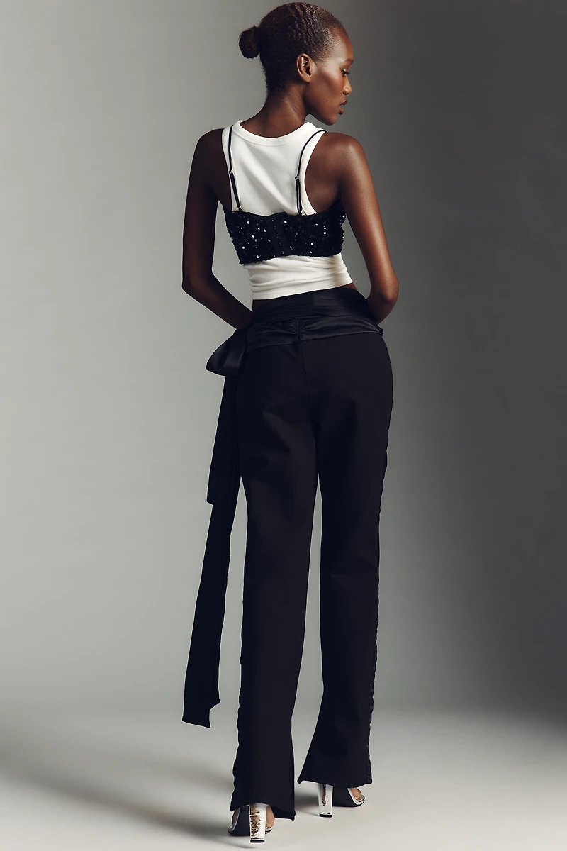 By Anthropologie Tuxe Belted Bow Slim Pants