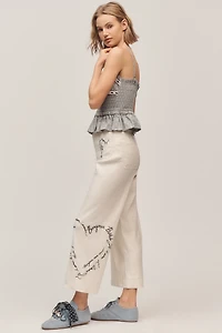 The Colette Linen Blend Crop Love Notes Pants by Maeve