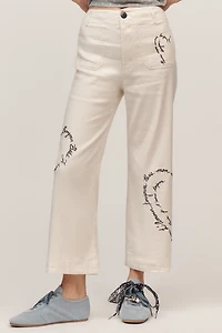 The Colette Linen Blend Crop Love Notes Pants by Maeve