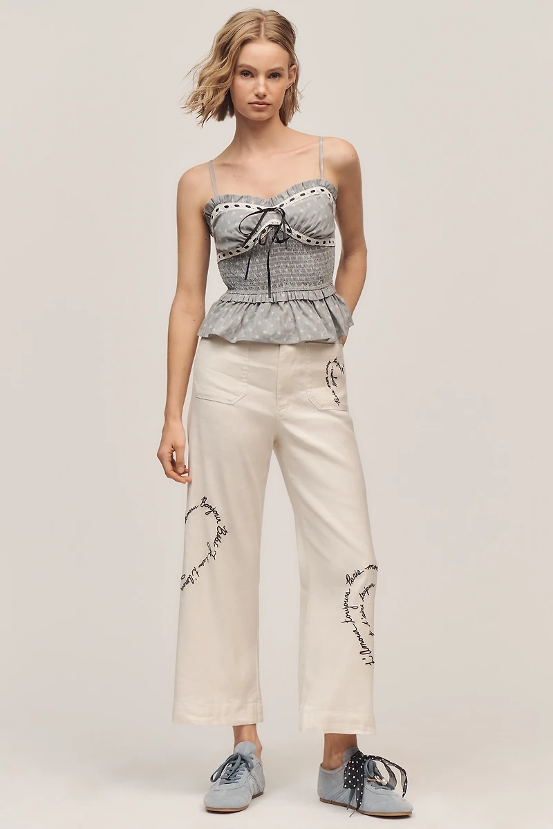 The Colette Linen Blend Crop Love Notes Pants by Maeve