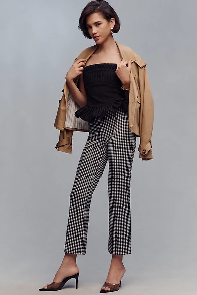 The Poppy Gingham Kick-Flare Pull-On Pants by Maeve
