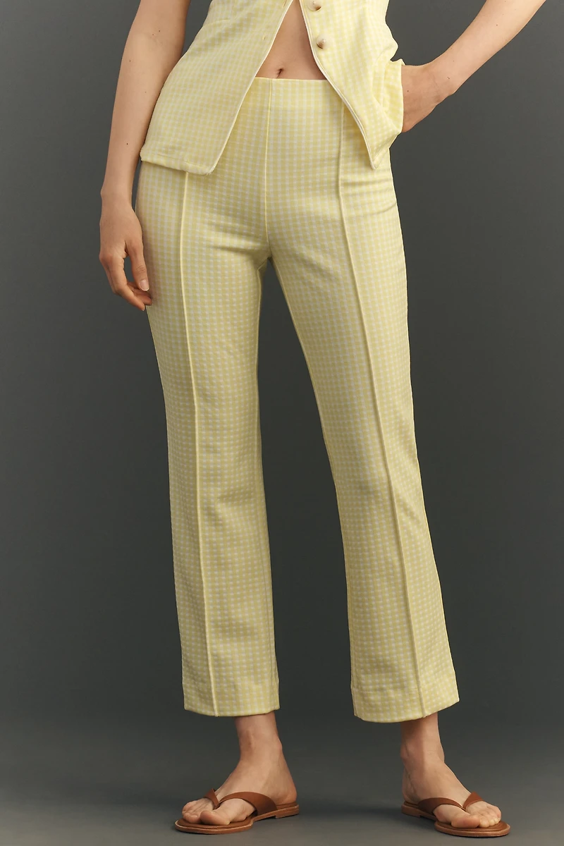 Poppy Gingham Kick-Flare Pull-On Pants by Maeve