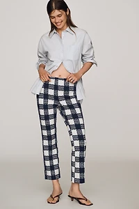 Maeve Poppy Check Straight-Leg Trousers