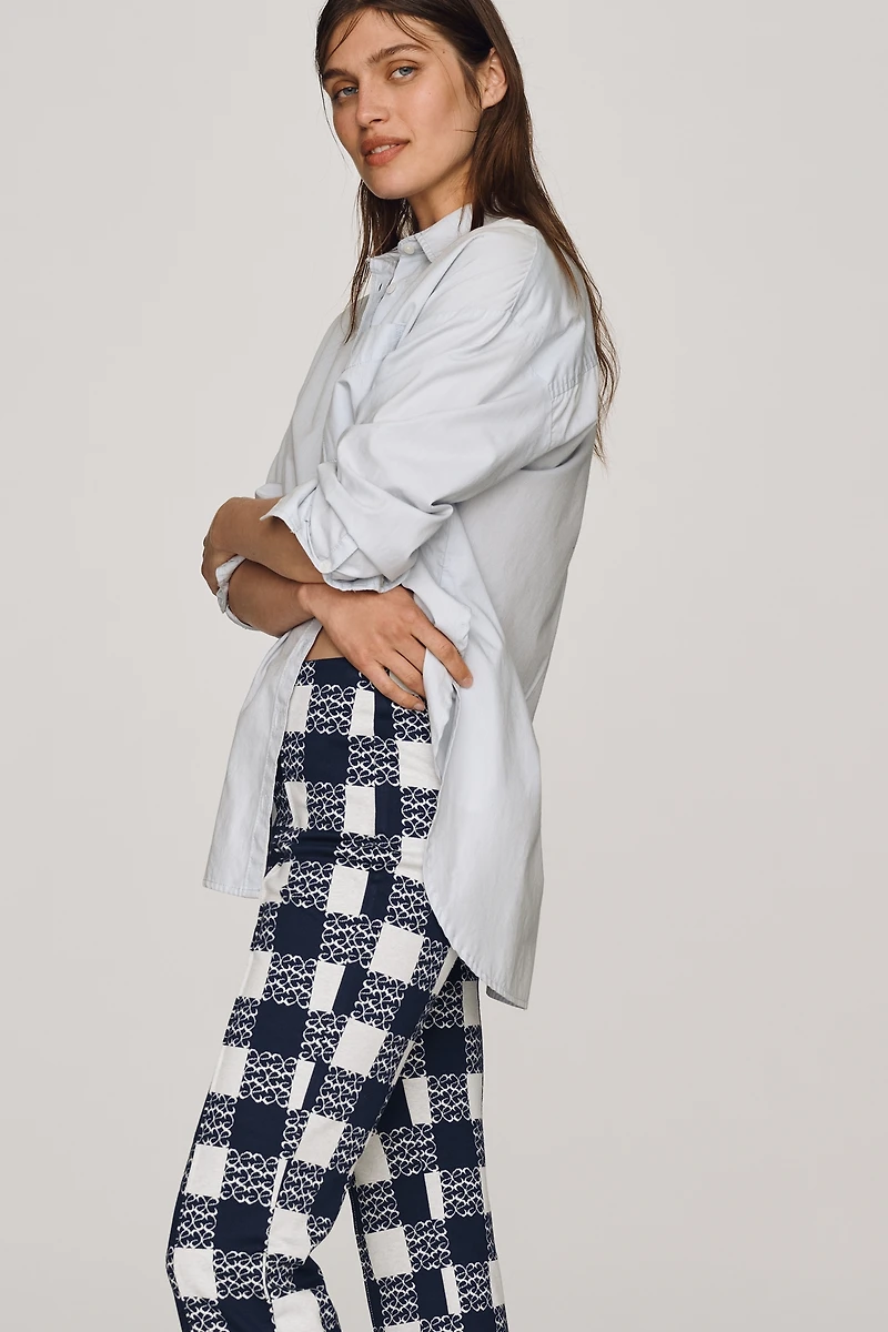 Maeve Poppy Check Straight-Leg Trousers