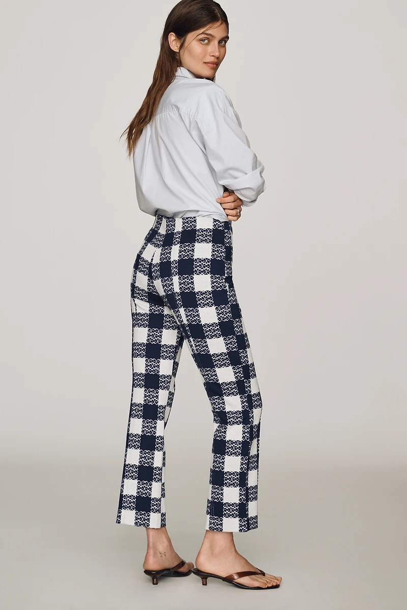 Maeve Poppy Check Straight-Leg Trousers