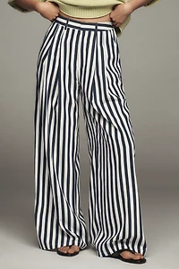 The Avery Striped Pleated Wide-Leg Trousers by Maeve