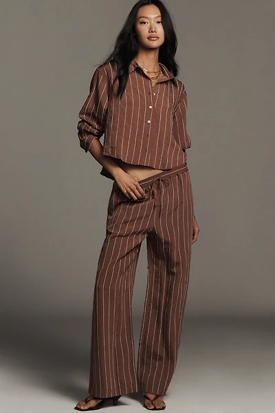 The Brooklin Tie-Front Printed Pull-On Pants by Maeve