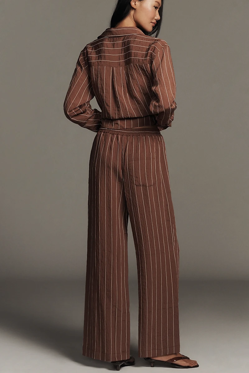 The Brooklin Tie-Front Printed Pull-On Pants by Maeve