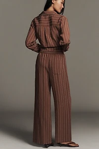 The Brooklin Tie-Front Printed Pull-On Pants by Maeve