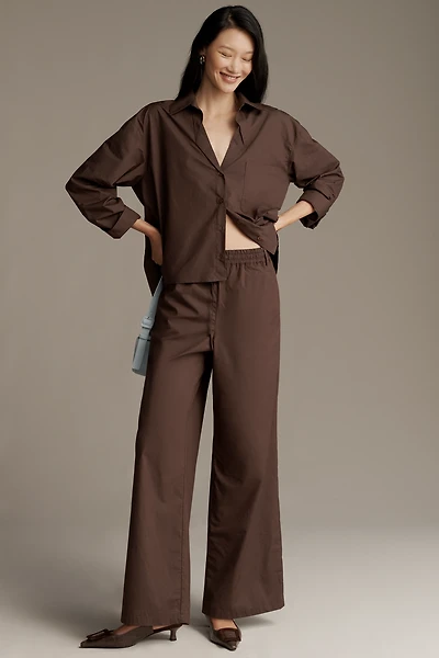The Brooklin Poplin Tie-Front Pull-On Pants by Maeve