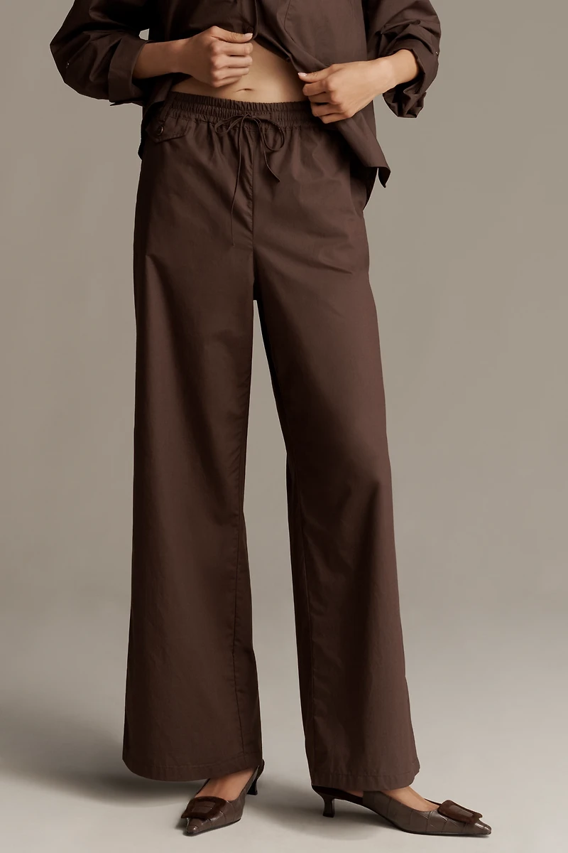 The Brooklin Poplin Tie-Front Pull-On Pants by Maeve