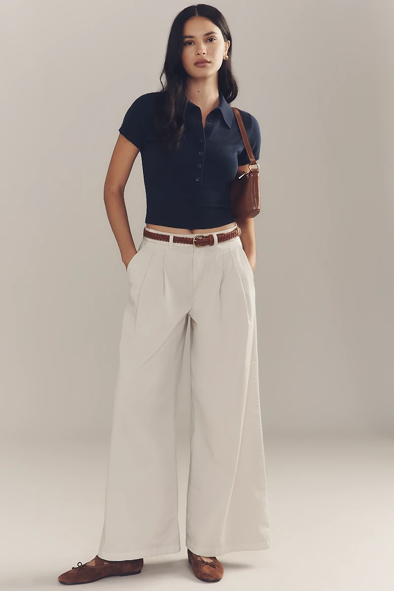 By Anthropologie Low-Rise Pleated Wide-Leg Trousers