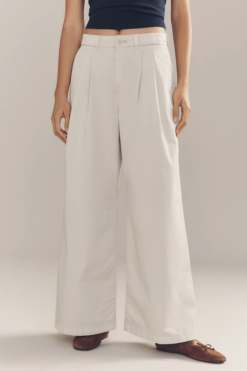 By Anthropologie Low-Rise Pleated Wide-Leg Trousers