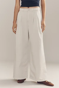 By Anthropologie Low-Rise Pleated Wide-Leg Trousers