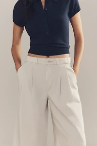 By Anthropologie Low-Rise Pleated Wide-Leg Trousers
