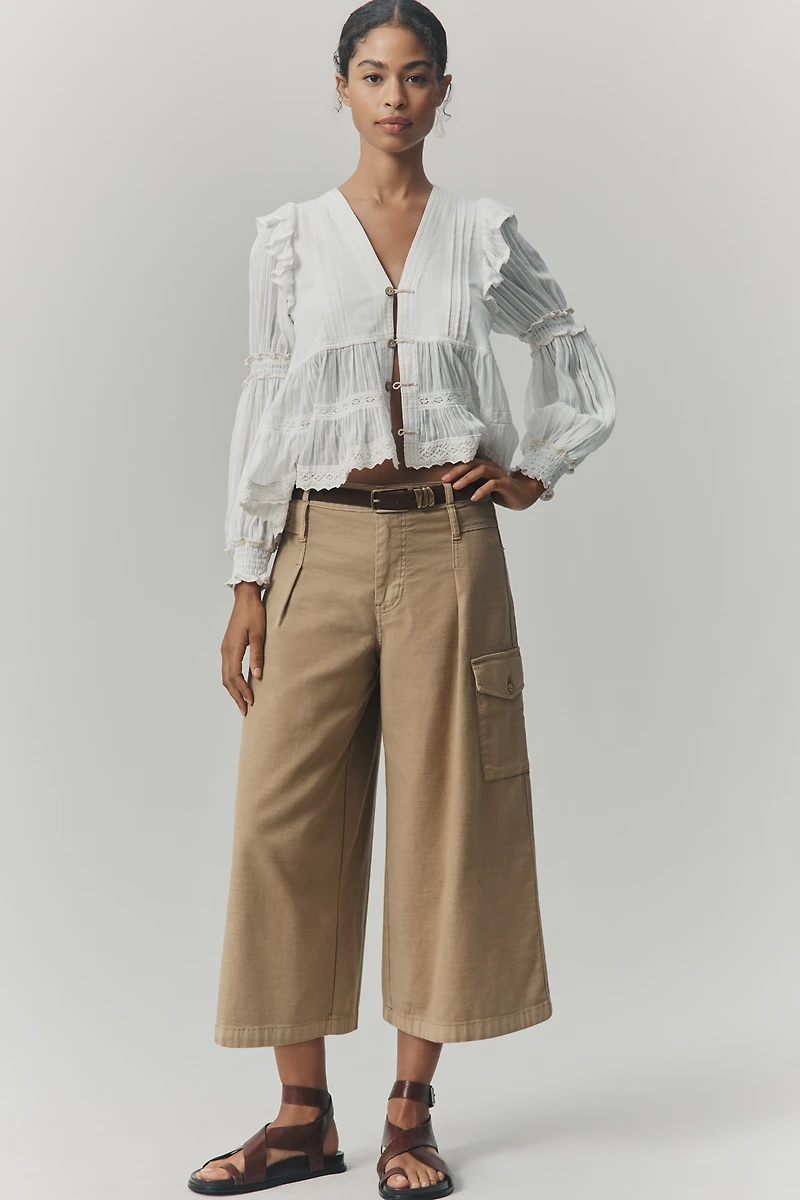 Pilcro Cotton Crop Wide-Leg Pants