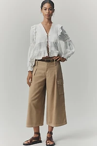 Pilcro Cotton Crop Wide-Leg Pants