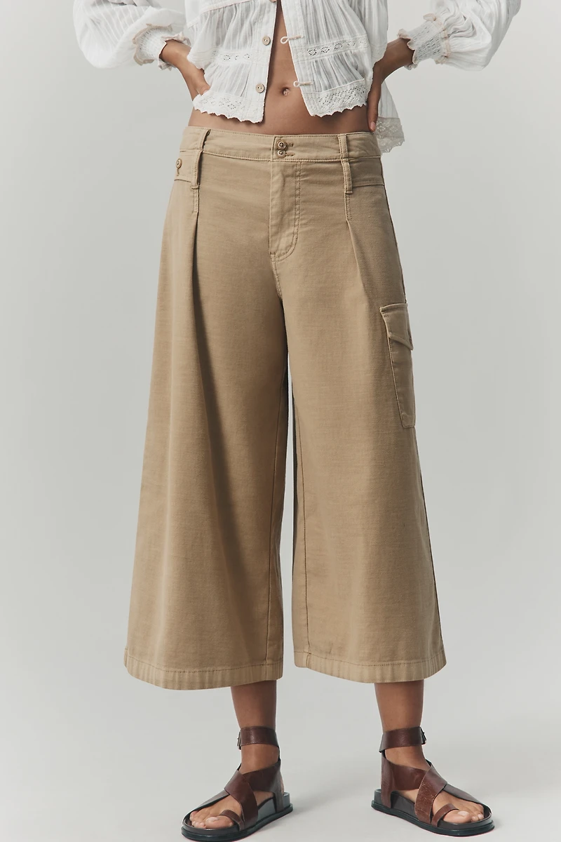 Pilcro Cotton Crop Wide-Leg Pants