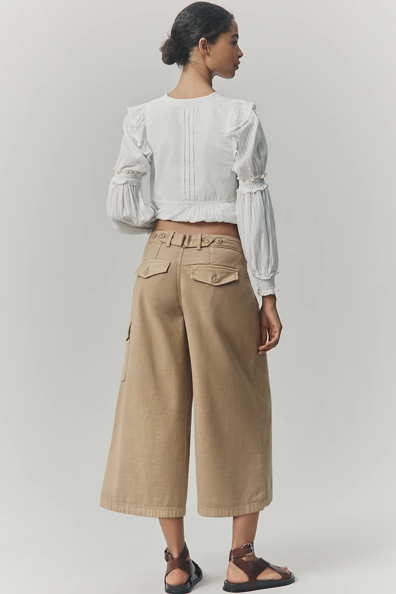 Pilcro Cotton Crop Wide-Leg Pants