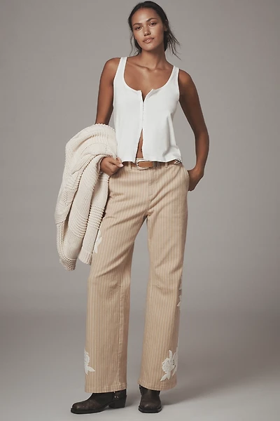 By Anthropologie Lace-Embellished Railroad Pants