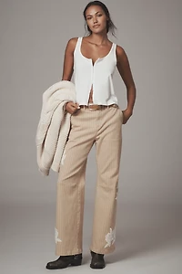By Anthropologie Lace-Embellished Railroad Pants