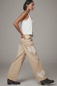 By Anthropologie Lace-Embellished Railroad Pants