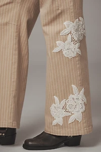 By Anthropologie Lace-Embellished Railroad Pants