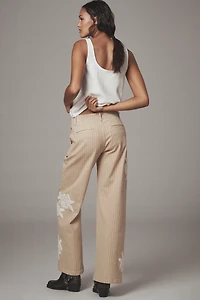 By Anthropologie Lace-Embellished Railroad Pants