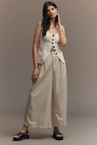 By Anthropologie Pleated Embroidered Trousers