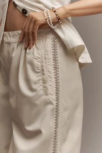 By Anthropologie Pleated Embroidered Trousers